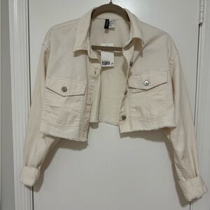 H&M white crop jacket
